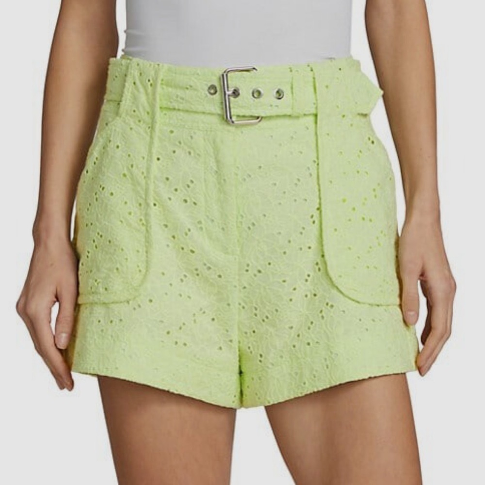 Derek Lam - Matcha Lime Green Eyelet Women Shorts size 10